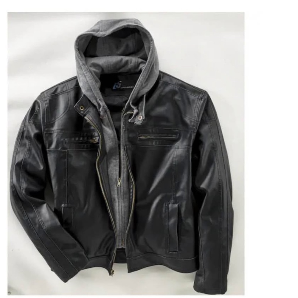 Vintage Black Bomber Jacket with Gray Hooded Liner